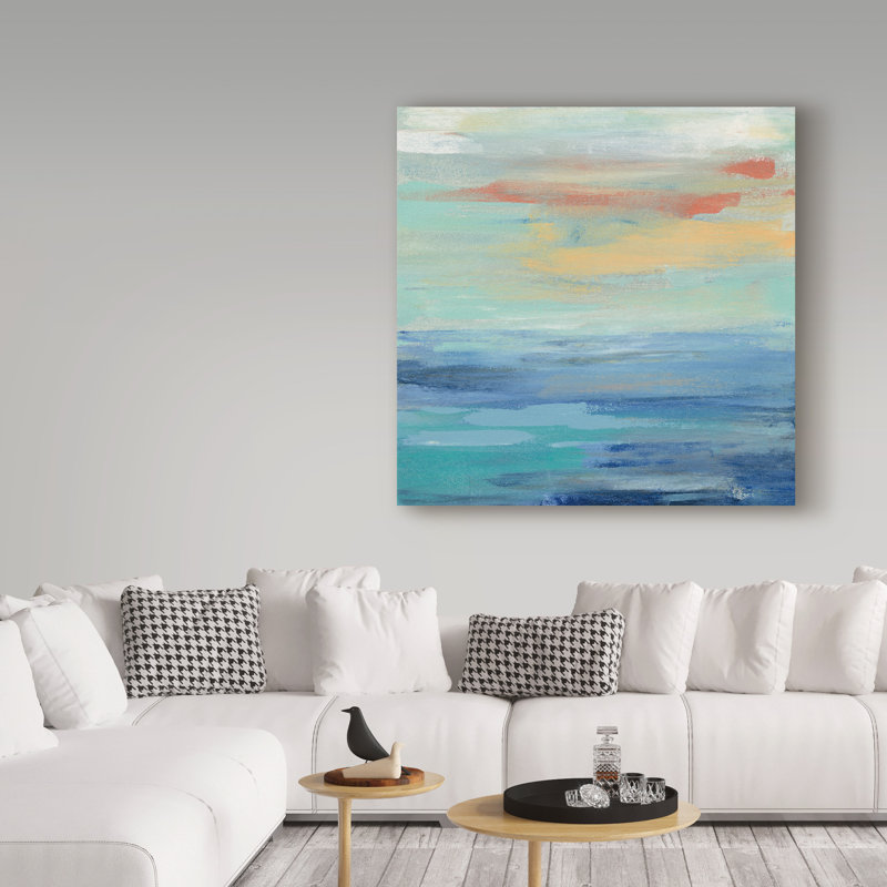 « coucher de soleil beaches ii », reproduction de peinture à l’acrylique sur toile tendue, H 18 po x l 18 po x P 2 po