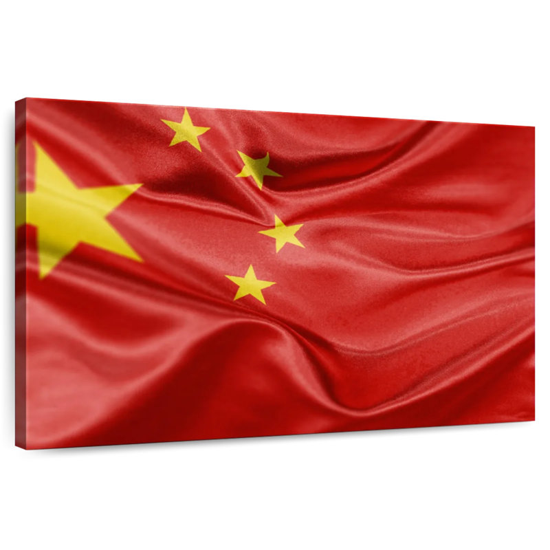 Creased Chinese Flag, 34" H x 51" W