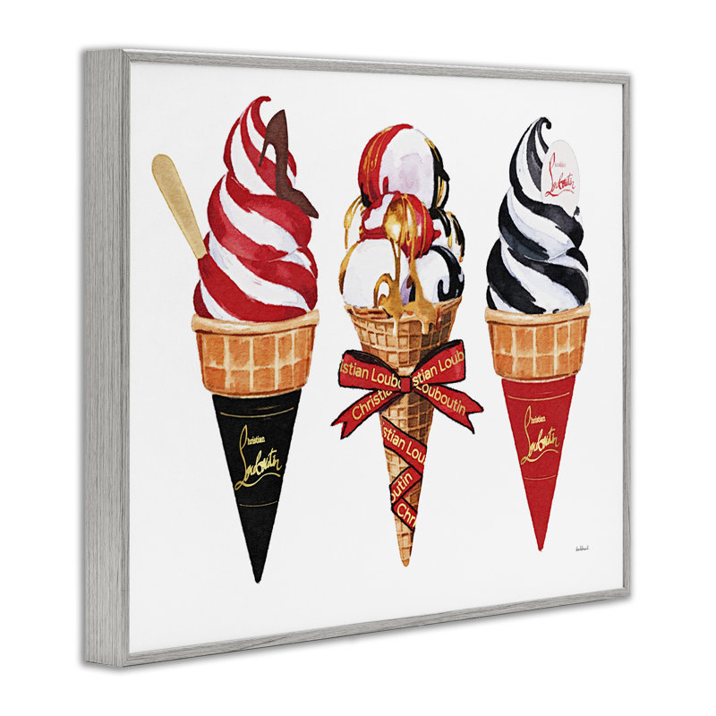 Giclée encadrée de cônes de glace rouges et noirs, design par Amanda Greenwood, H 16 po x l 20 po