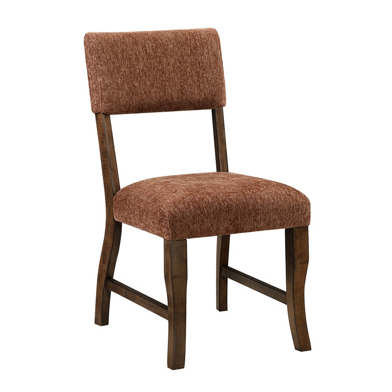 Chaises d'appoint rembourrées modernes en chenille rouille, 2 pièces pour salle à manger, 2 chaises couleur cadre brun, bois