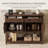 47" Buffet Sideboard Cabinet with 2 Drawers & 4 Barn Doors, Large Farmhouse Kitchen Wood Coffee Bar Cupboard Cabinet, Barn Doors Console Table for Kitchen, Dining Room, Living Room, Entryway-30501141