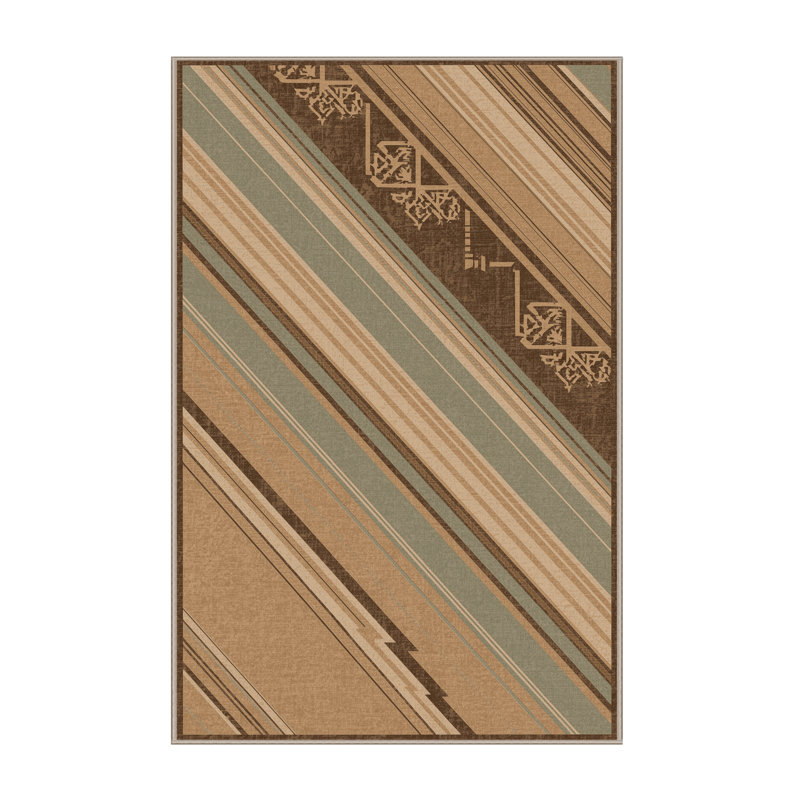 Tapis beige rustique lavable à la machine à motif rétro rustique Paxon, 2 x 5