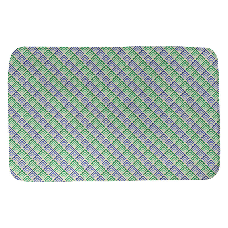 Tapis pour salle de bain dégradé Avicia, l 21 po x L 34 po, Jaune/Vert/Bleu
