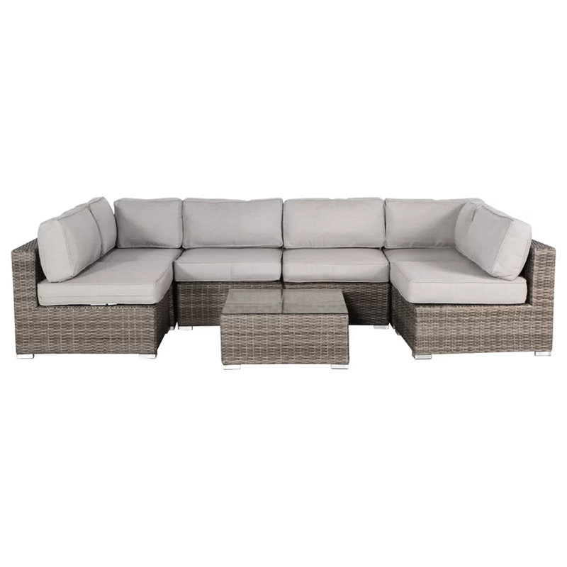 7 meubles de patio avec coussins - cadre en aluminium tissé à la main pour 4 coussins de 7 pièces, antirouille