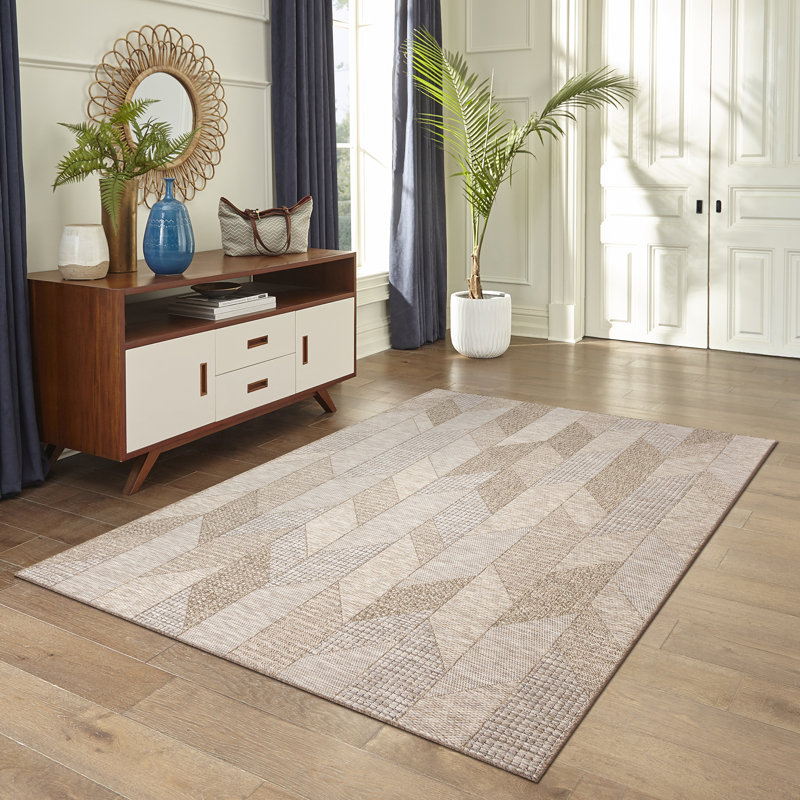 Jacaury Geometric Indoor / Outdoor Rug, Rectangle 3'3" x 4'11"