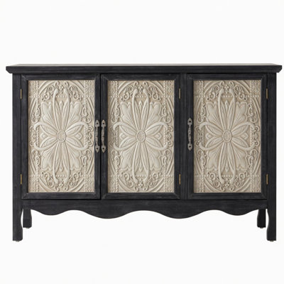 Buffet 49 "noir avec rangement à 3 portes