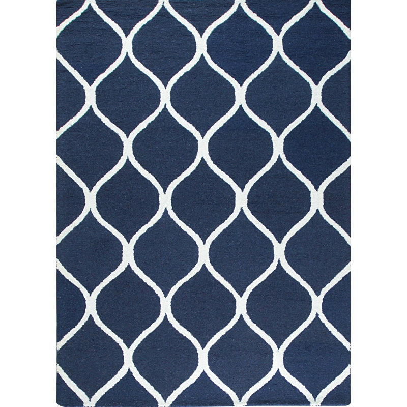 Tapis transitionnel contemporain en laine touffeté à la main bleu Jasmine Artisan