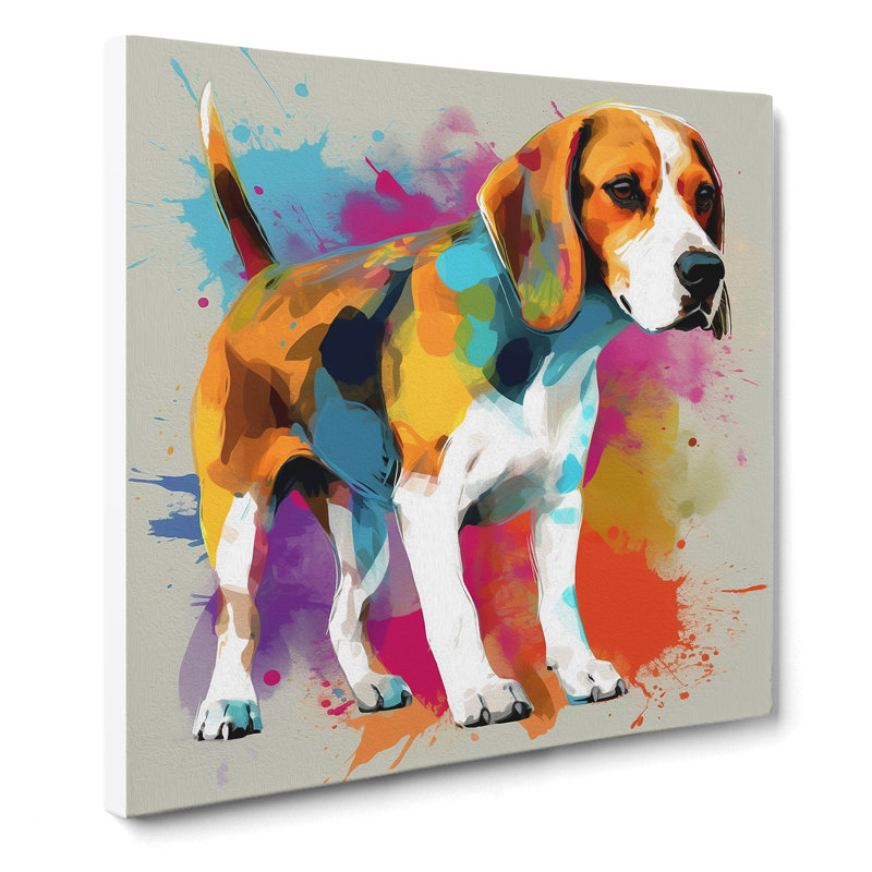 Beagle Gestural Art No.1 - No Frame Print, 50cm H x 50cm W x 3cm D