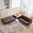 Ensemble de canapé-lit futon en similicuir de 74,8 po de large avec dossier divisé capitonné avec poches latérales (ensemble de 2)