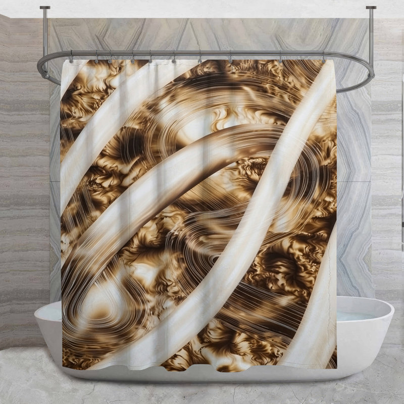 Rideau de douche Flow - Décoration de salle de bain abstraite moderne, H 73 po x l 70 po