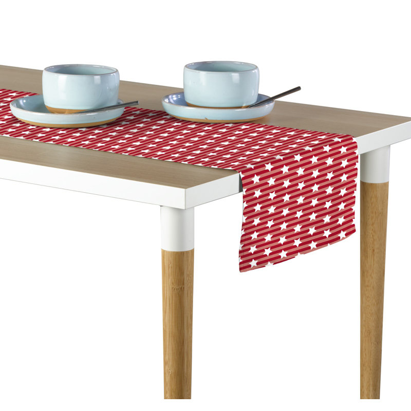 Slavens Stars Stripes Table Runner, 72" x 12", Red