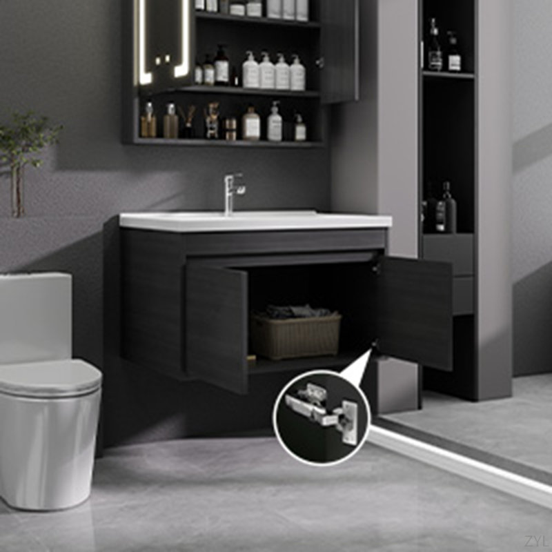Meuble-lavabo 32 po avec lavabo en céramique et porte d'armoire à fermeture en douceur, fixation murale flottante, bonde escamotable, siphon inclus (sans robinet), K2 - incluant A +