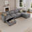 Modern Linen Modular Sectional Sofa U Shaped with Extra Deep Seats and Storage Ottomans-27578406