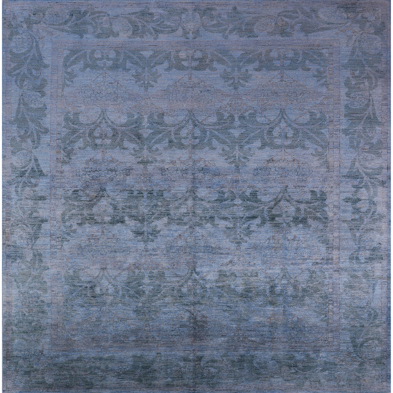 Tapis oriental bleu foncé, Carré 7 pi