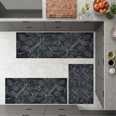 Swirls And Circles Non-Slip Washable Kitchen Mats