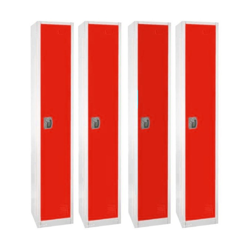 Red Steel Freestanding Locker with Adjustable Shelving
