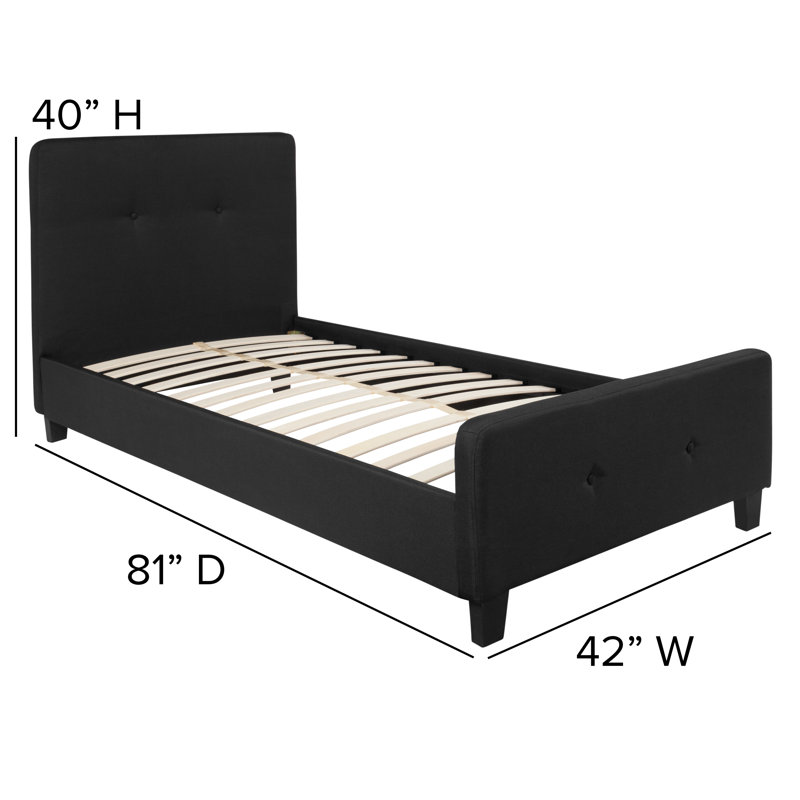 Upholstered Panel Bed, Black, Twin