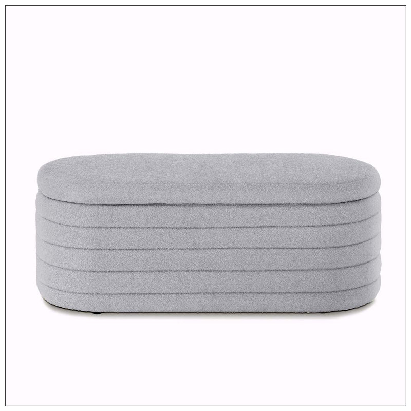 Banc de rangement moderne avec repose-pieds ovale, Grey