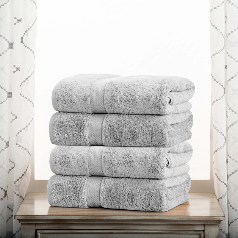 Donlad Certified Certified Egyptian Cotton 800 GSM Heavyweight Plush Solid Luxury Bath Towel, Silver