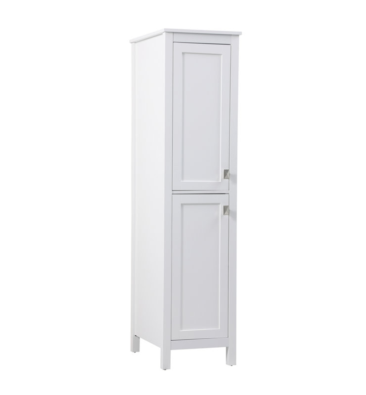 Rangement pour salle de bain Destinymarie, Blanc / nickel brossé, H 65 po x l 16 po x P 22 po