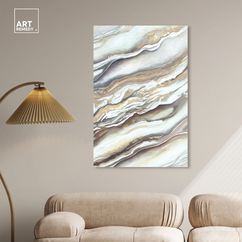 Neutral Beige and Gray Abstract Canvas Wall Art, 30" x 45"