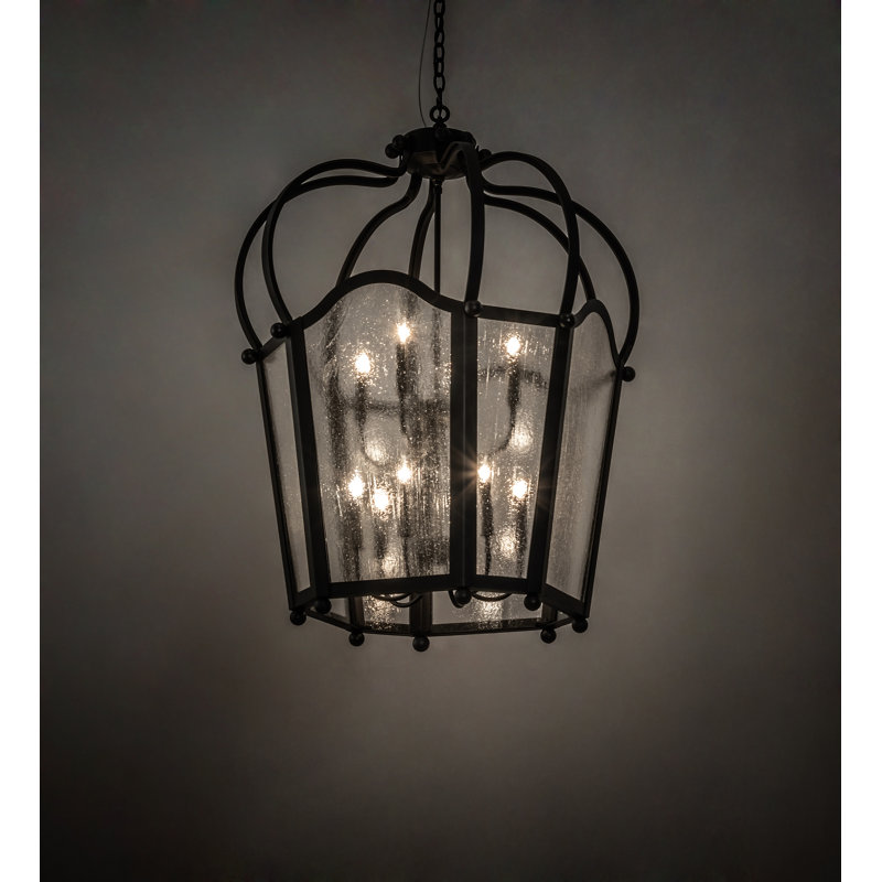 Citadel Textured Black 10-Light Indoor/Outdoor Lantern Chandelier