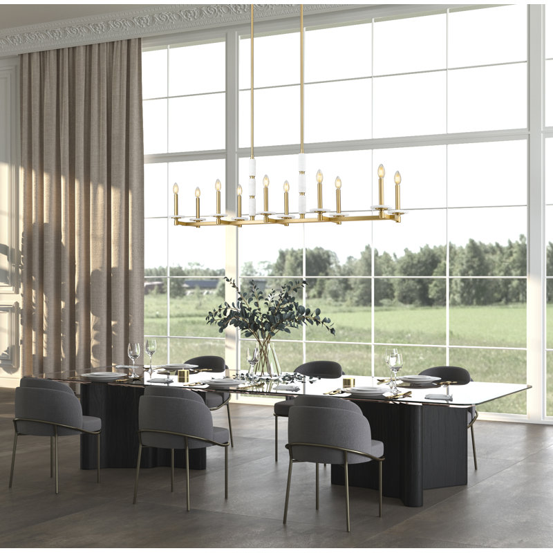 Lustre linéaire moderne Burdine, Doré, 10 lumières, H 16 po x l 12 po x P 56 po