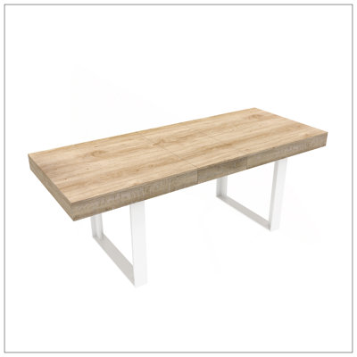 Extendable Dining Room Table For 6 8 10, Modern Farmhouse Wooden Kitchen Expanding Table, Long Large Expandable Dining Room Conference Table