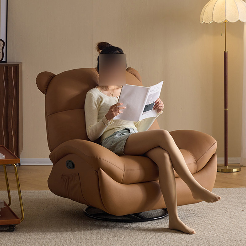 Fauteuil inclinable pivotant ergonomique avec pochette de rangement, Brun