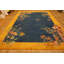 Hand Knotted Pile 1920s Antique Floral Wool Blue Rectangle Rug