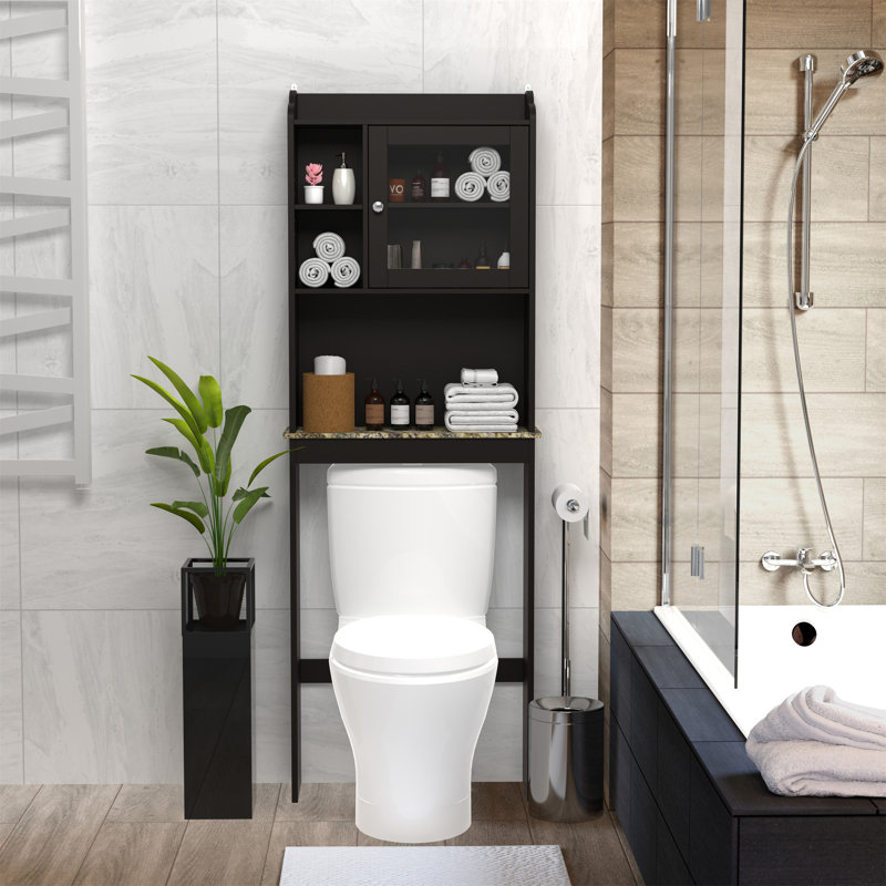 Modern Over The Toilet Space Saver Organization Wood Storage Cabinet For Home, Espresso