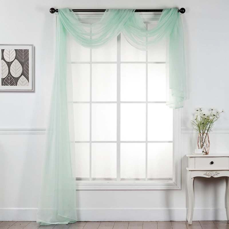 Giannoula Sheer Window Scarf Single Panel, 54" W X 216" L, Mint