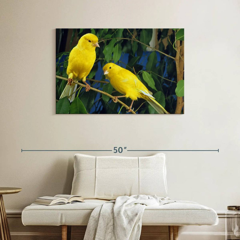 Brampt Yellow Canary Birds, 26" H x 39" W