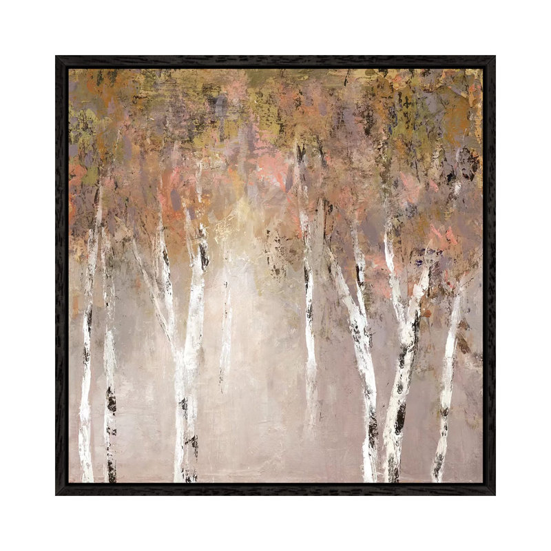 Sunlit Birch I by Carol Robinson - Painting on Canvas, 66.04 cm H x 66.04 cm W, Black Framed
