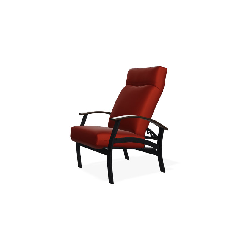 Chaise de patio inclinable avec coussins Askar, Salée, Kona P10, Noir texturé