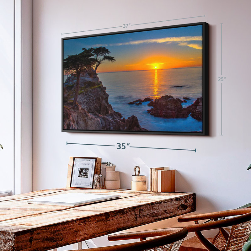 Golden Sun Above Pebble Beach Canvas Print, 25" H x 37" W