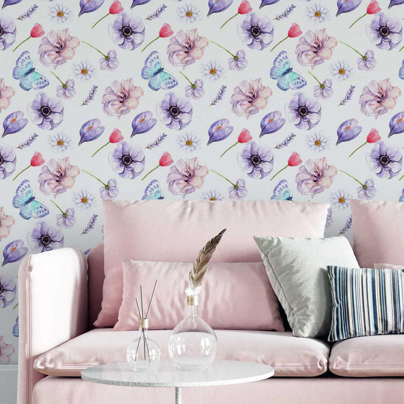 Rouleau de papier peint adhésif 8,5 pi x 24 po Daxxton Lilac Flowers