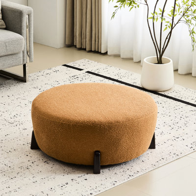 Boucle ronde Modish avec pieds en bois évasés, orange citrouille chaud, se fond bien dans la couleur orange de la maison, fonctionne comme table d'appoint, 31,5 pouces de profondeur, 14 hauteurs