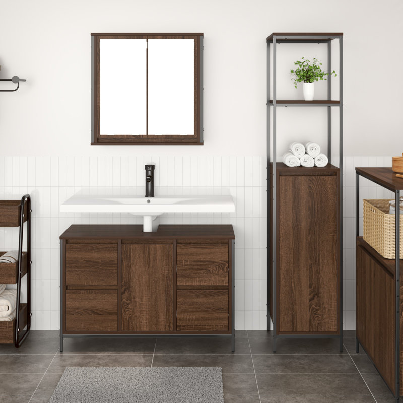 Bathroom Furniture Suite, Dark Wood