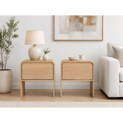 Epifana 1-Drawer Manufactured Wood End Table (Set of 2)