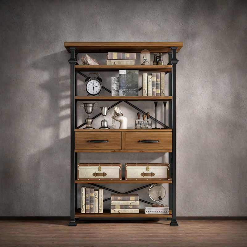Bibliothèque rétro tendance, (5 tablettes) H 70,8 po x l 35,4 po x P 13,7 po