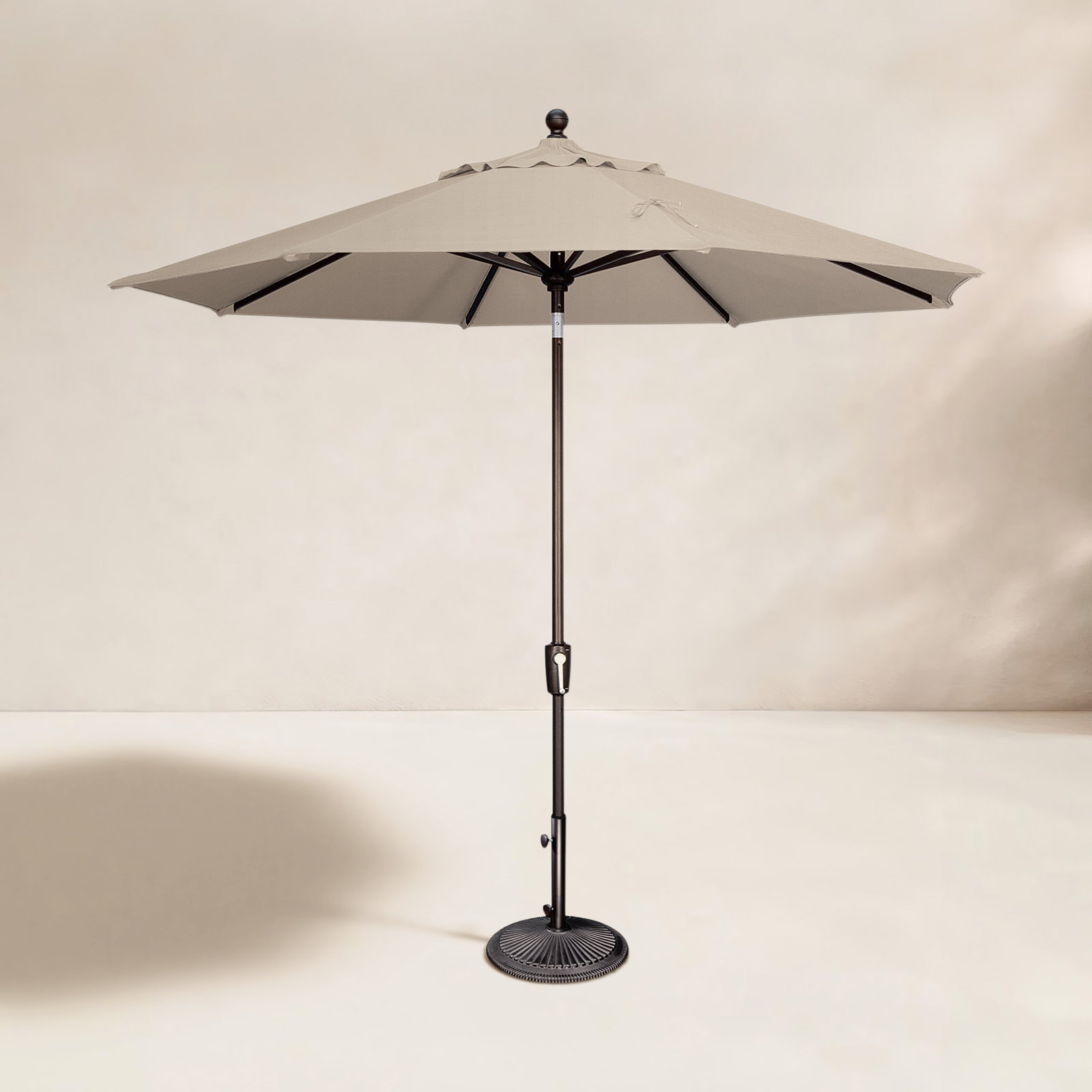 Canela 9' Market Umbrella, Canvas Black, Antique Beige Sunbrella® Canvas