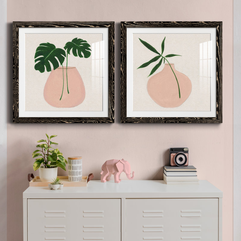 Simple Nature III - Ensemble de 2 peintures, H 35,5 po x l 71 po x P 1,5 po, Papier encadré noir