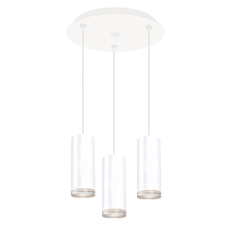 Cameo LED Pendant, White, 3 Lights, 25 W