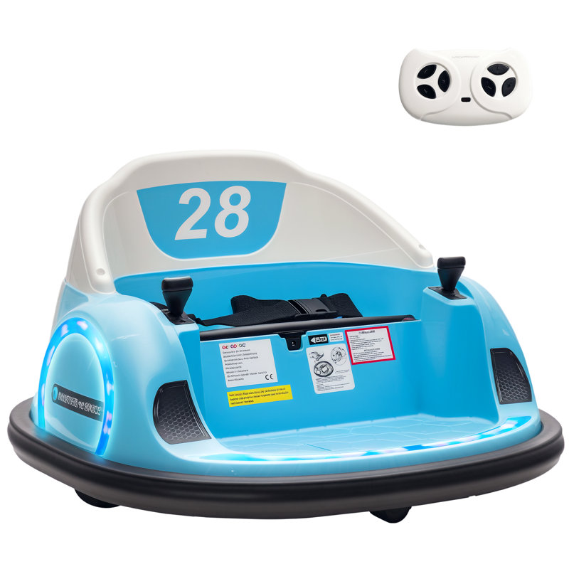 AIYAPLAY 360 Degrees Rotation 12V Kids Bumper Car with Remote Control, Blue
