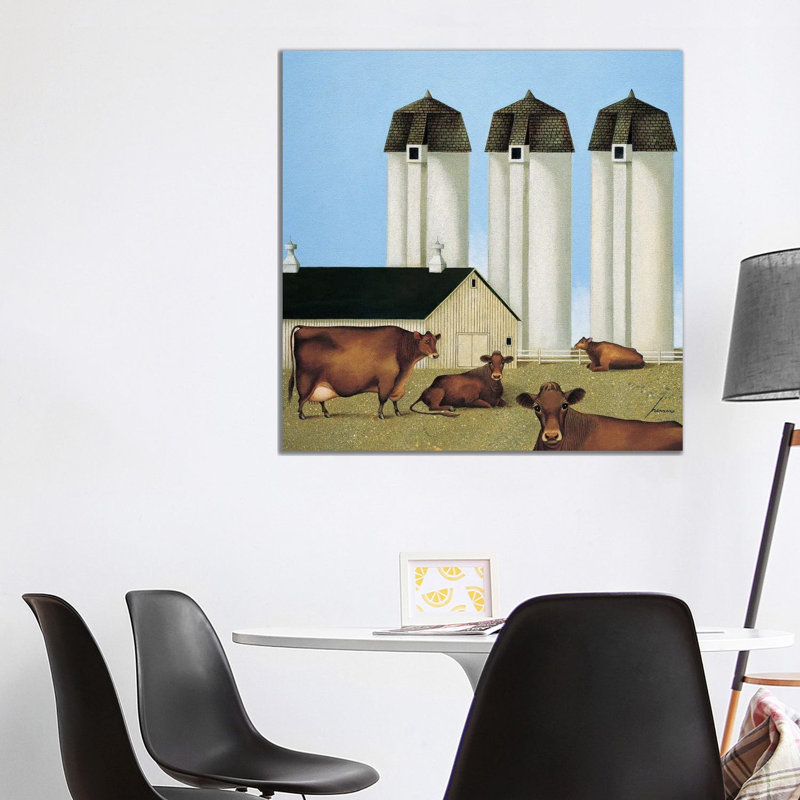 Three Silos by Lowell Herrero - Wrapped Canvas Painting, 93.98 cm H x 93.98 cm W x 3.175 cm D