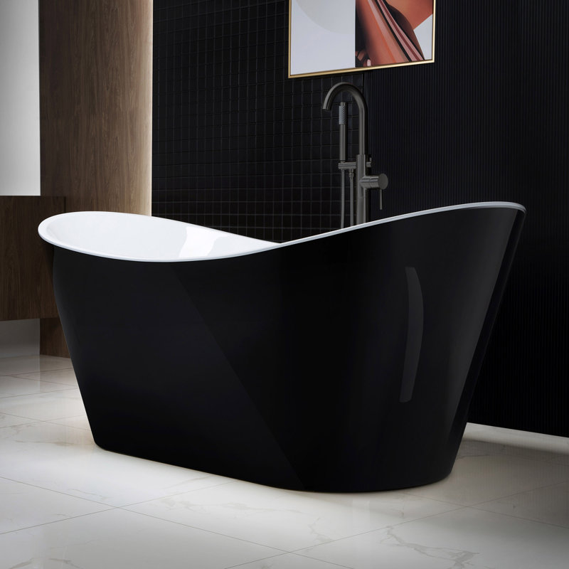Vital 67'' x 31.5'' Soaking Acrylic Bathtub, Black, Matte Black