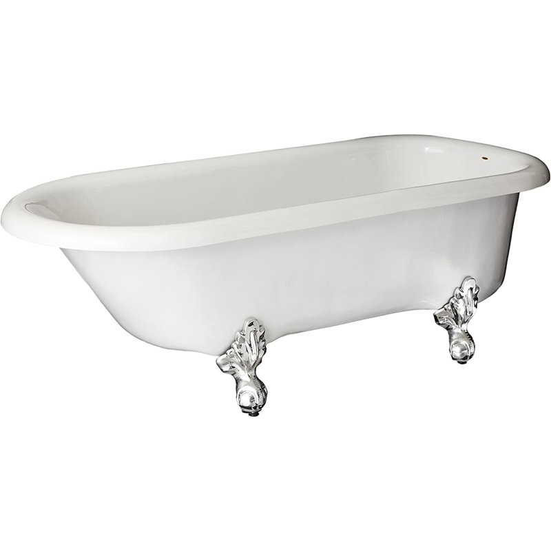 Regent 60" x 30" Clawfoot Soaking Bathtub, Chrome