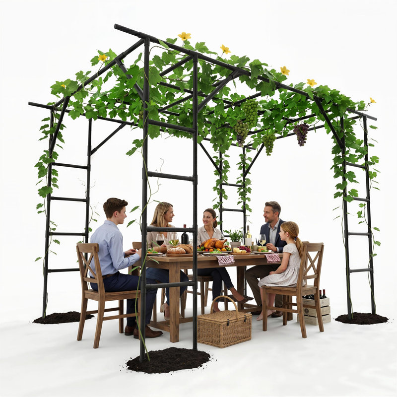 Support d'escalade pour plante en acier enduit de polyéthylène 132 x 92 x 80 po Garden Arch Trellis, noir