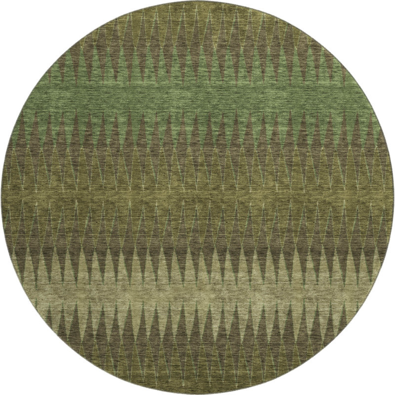 Premium Machine Washable Prisco Olive Rug, Round 8'